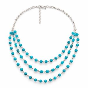 Talbots Turquoise Multi-Strand Beaded Statement Necklace